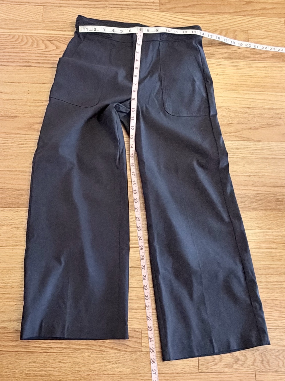 Jules & Leopold Dark Navy Blue Wide-Leg Stretch Cropped Pants with Braided Waist - Picture 7 of 13